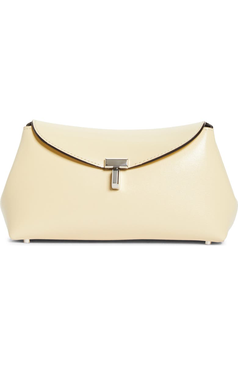 TOTEME Mini T-Lock Leather Clutch, Main, color, Champagne