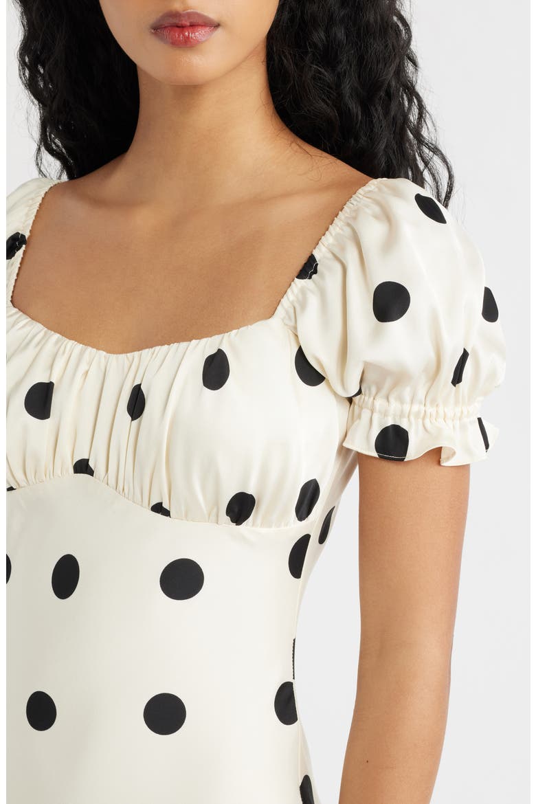 Keaton Dot Puff Sleeve Maxi Dress, Alternate, color, IVORY / BLACK POLKA DOT