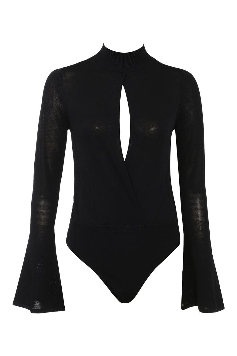 Lois Long Sleeve Sweater Bodysuit, Alternate, color, BLACK