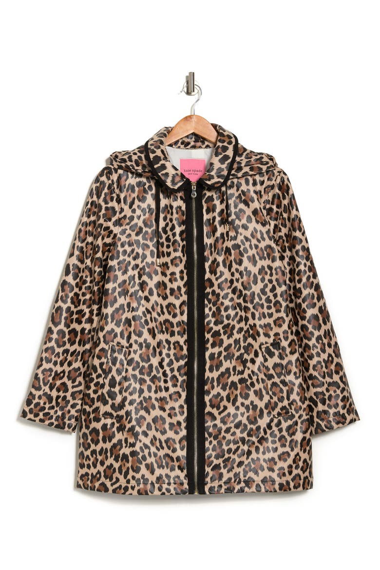 leopard print a-line rain jacket, Alternate, color, CLASSIC LEOPARD