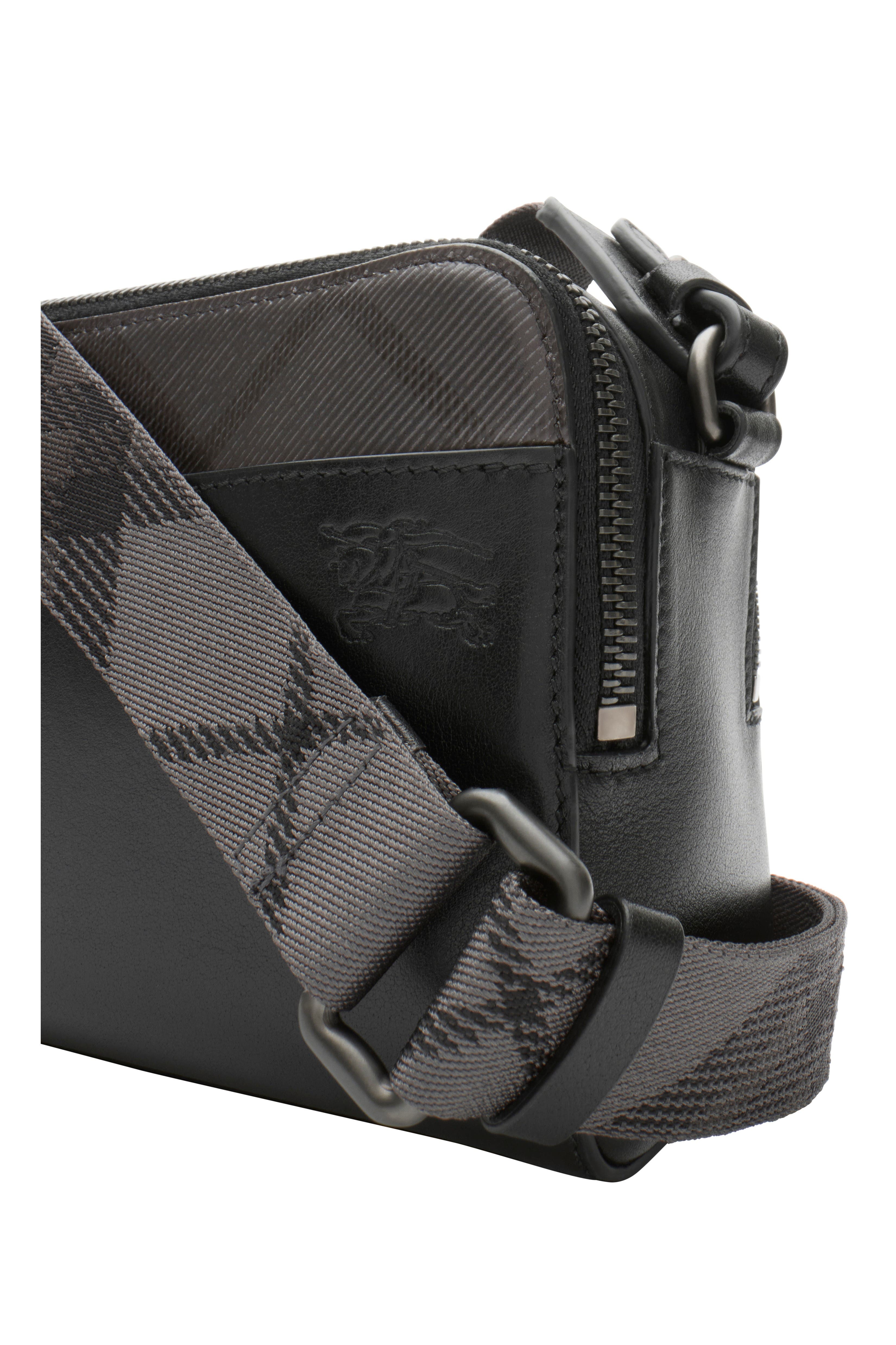 Burberry Pop Check Crossbody Bag, Alternate, color, Black/Iron Grey