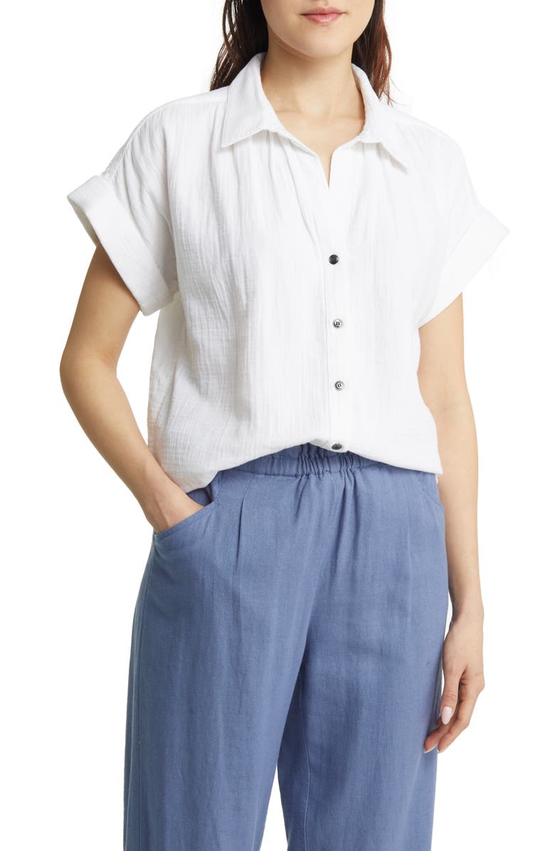 Caslon<sup>®</sup> Cotton Camp Shirt, Main, color,