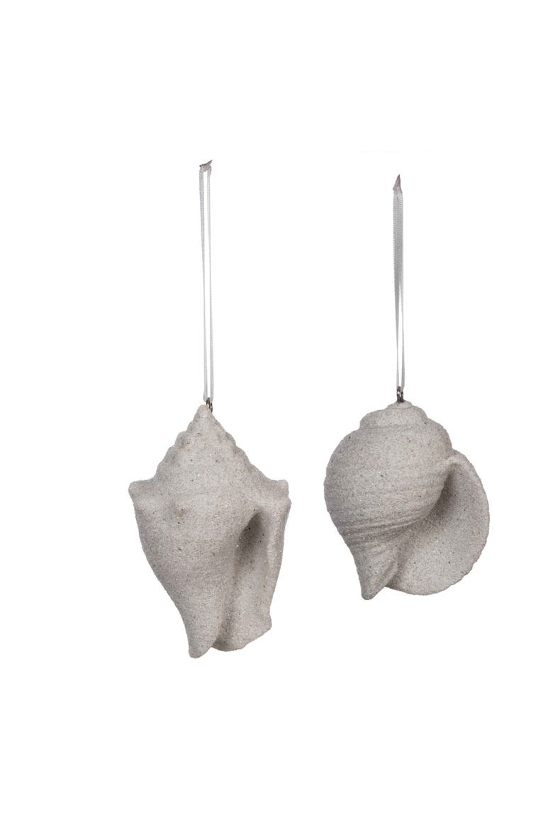 Sandy Shell Tree Ornament Assortment of 2, Alternate, color, White