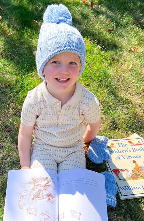 Bits & Bows Knit Mittens In Blue