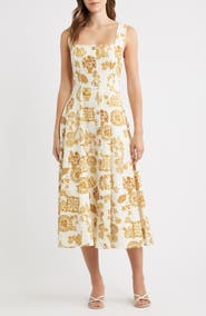 FLYING TOMATO Print Midi Dress