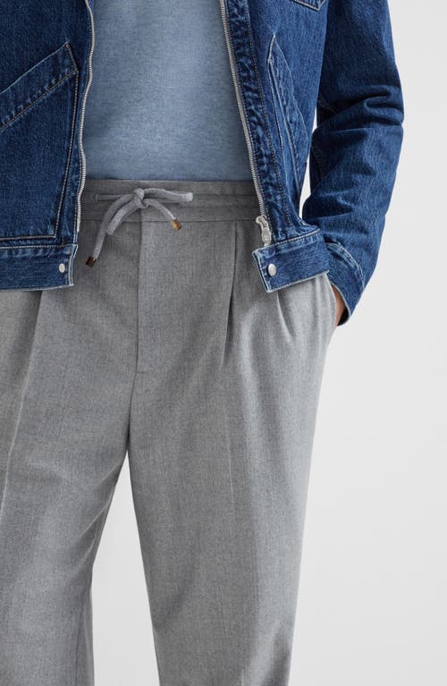 Brunello Cucinelli Virgin Wool Flannel Trousers In Gray