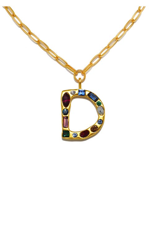 Emilie Crystal Initial Pendant Necklace