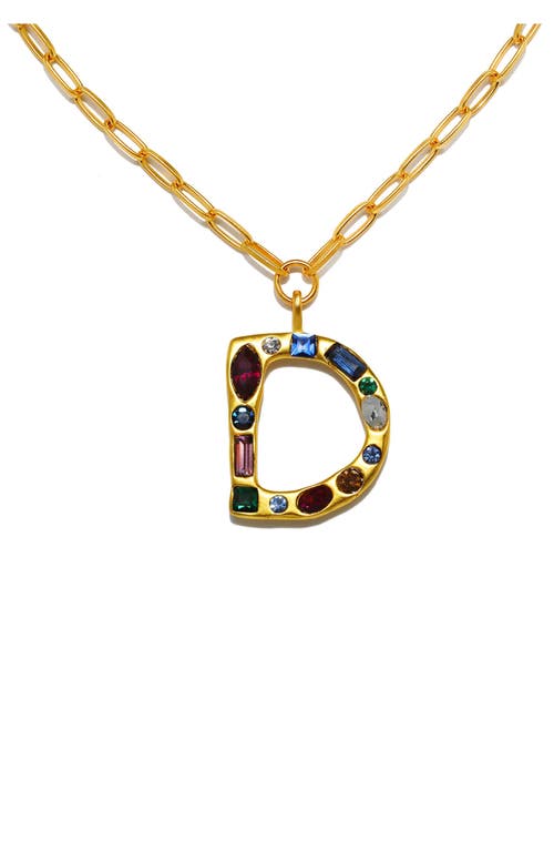 Sequin Emilie Crystal Initial Pendant Necklace In Gold