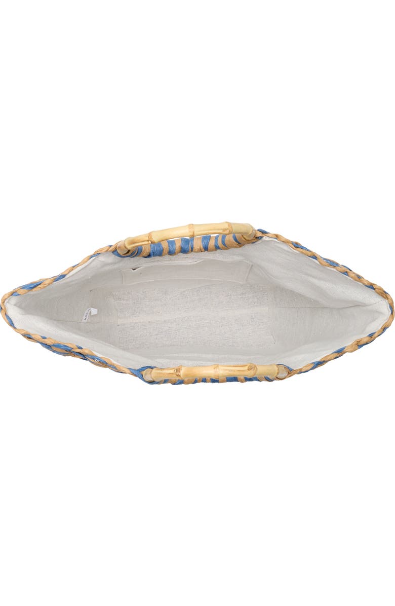 ALESSIA BIANCHI East/West Straw Tote, Alternate, color, Taupe/ Blue