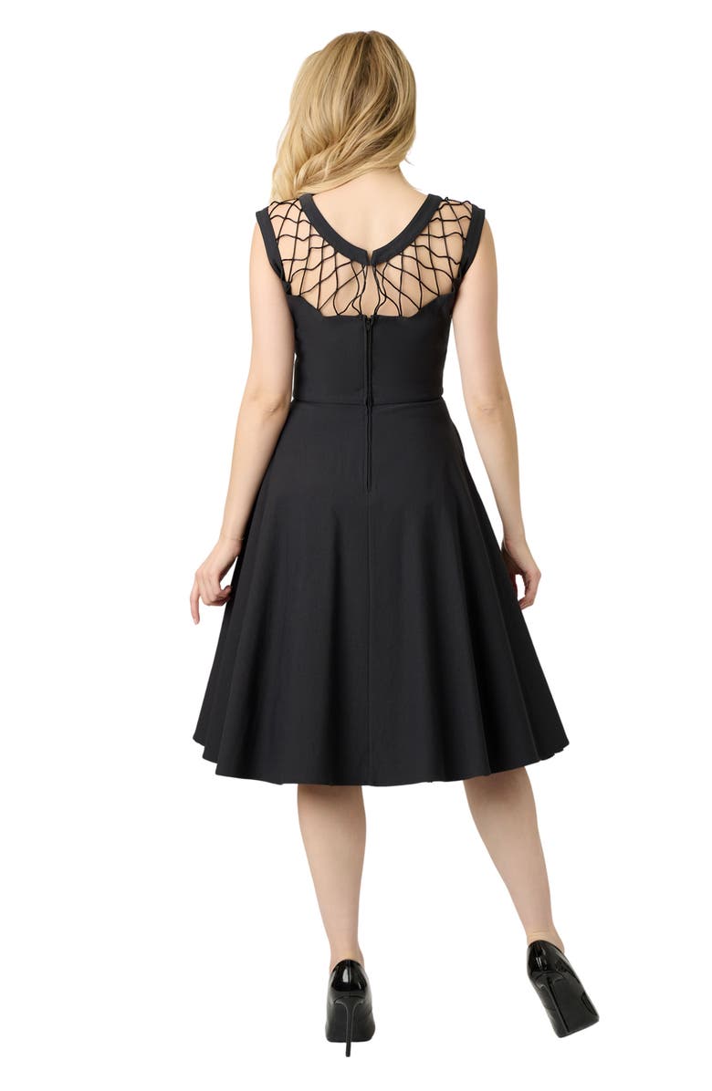 Unique Vintage Diamond Cutout Swing Dress, Alternate, color, Black
