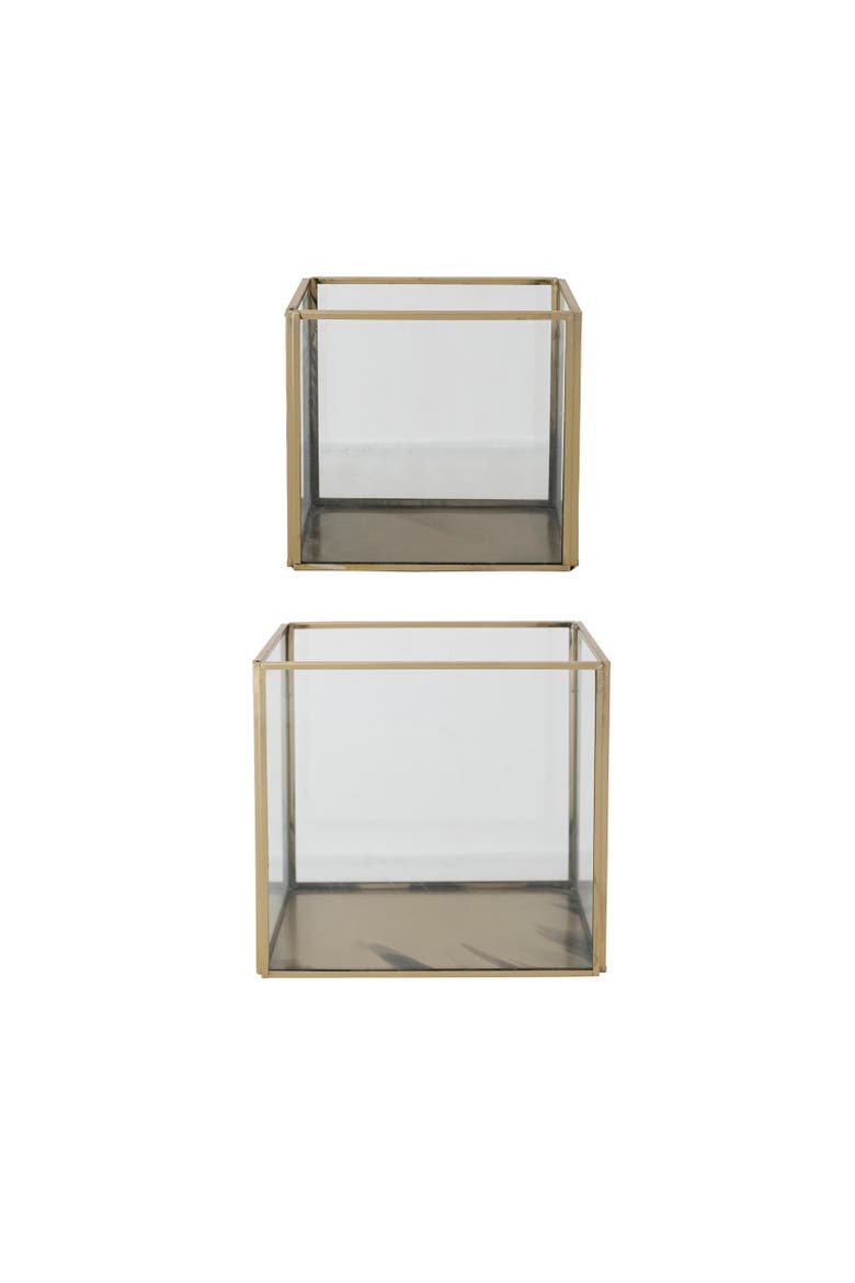 Glass & Metal Containers, Set of 2, Main, color, Gold