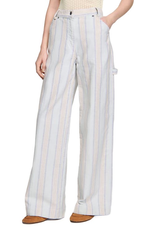 Sandro Striped Jeans In Blue