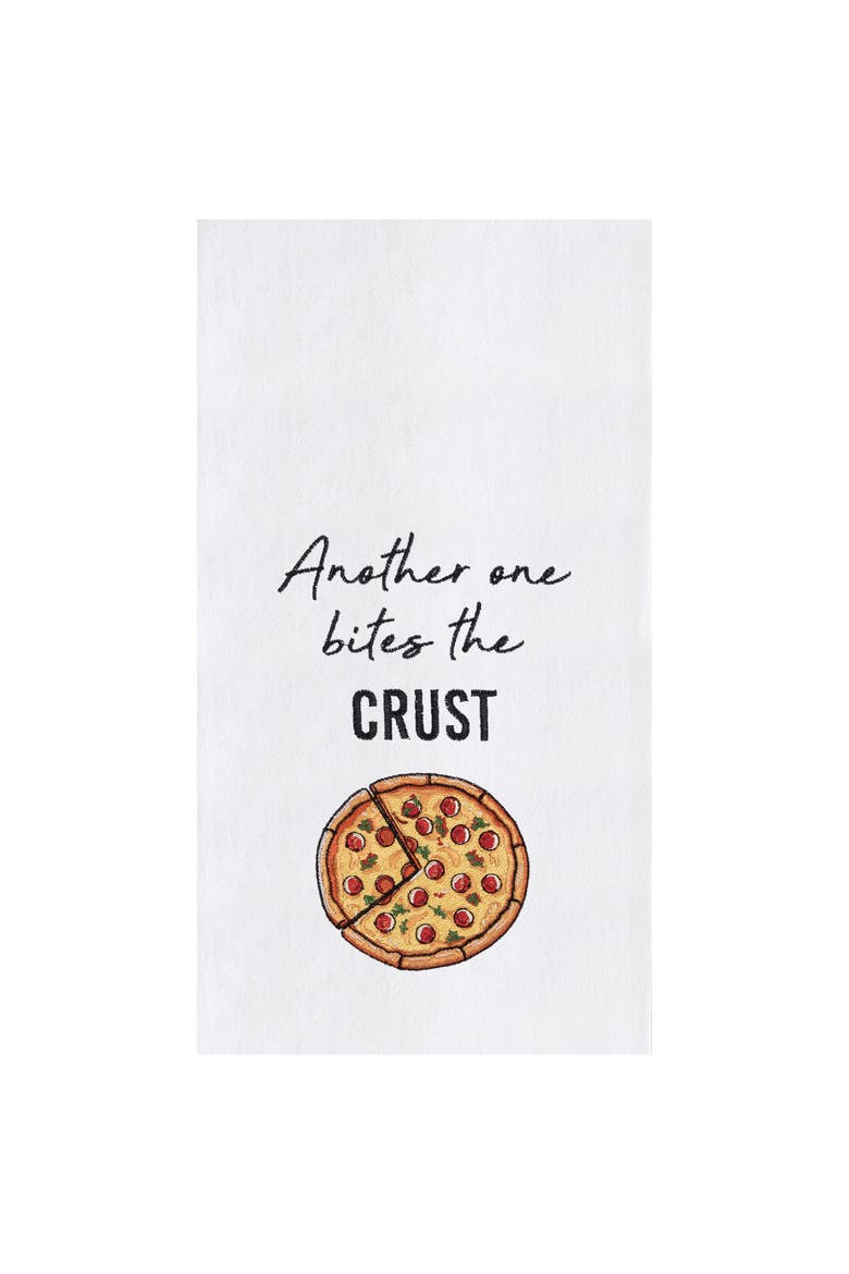 Bites The Crust Kitchen and Bathroom Embroidered Hand Towel, Main, color, Yellow