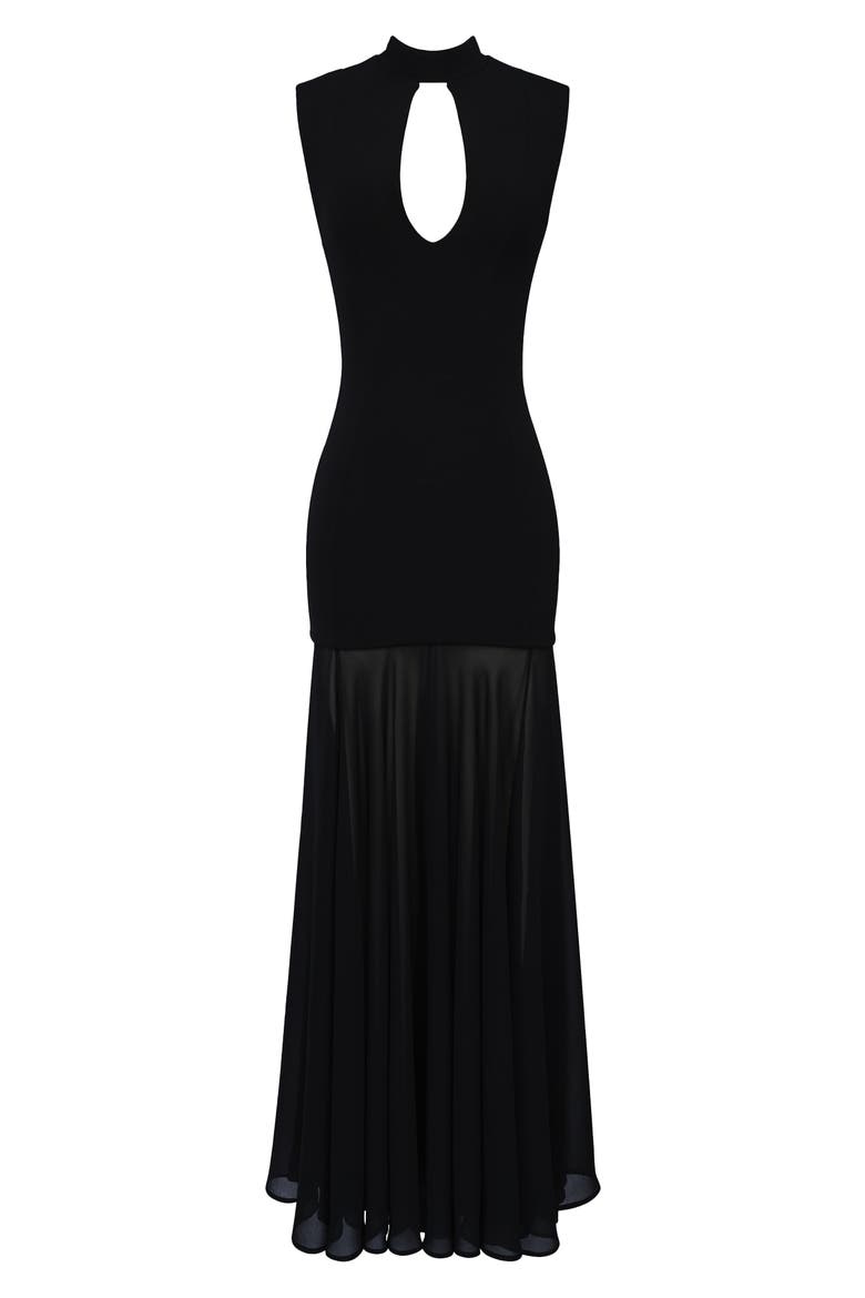 Raphaella Stretch Crepe Mermaid Gown, Alternate, color, BLACK