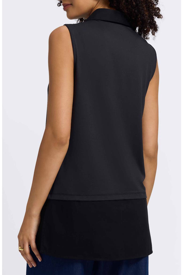 Sasha Mixed Media Sleeveless Layered Shirt, Alternate, color, BLACK