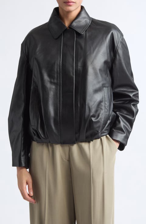 Melis Leather Bomber Jacket