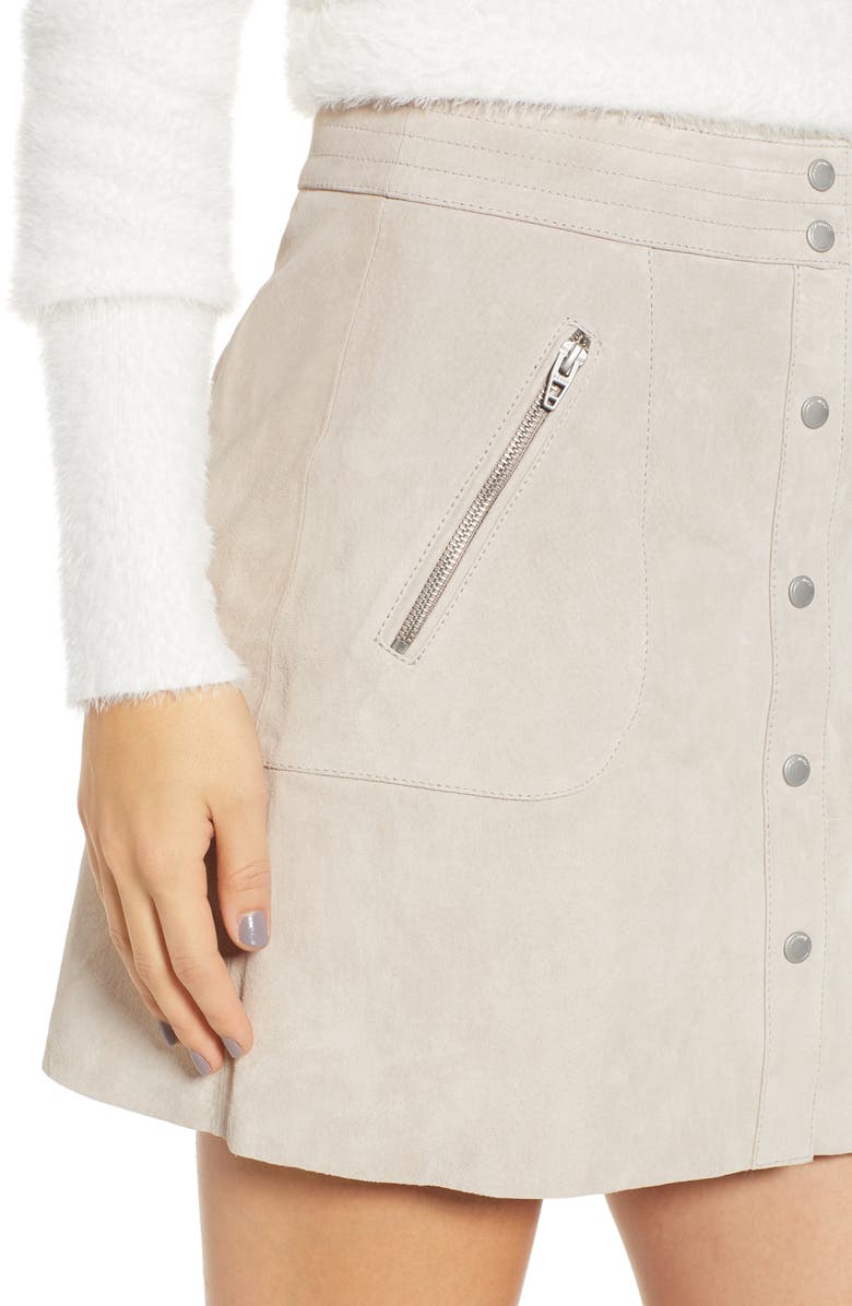 BLANKNYC Snap Front Suede Miniskirt, Alternate, color, 