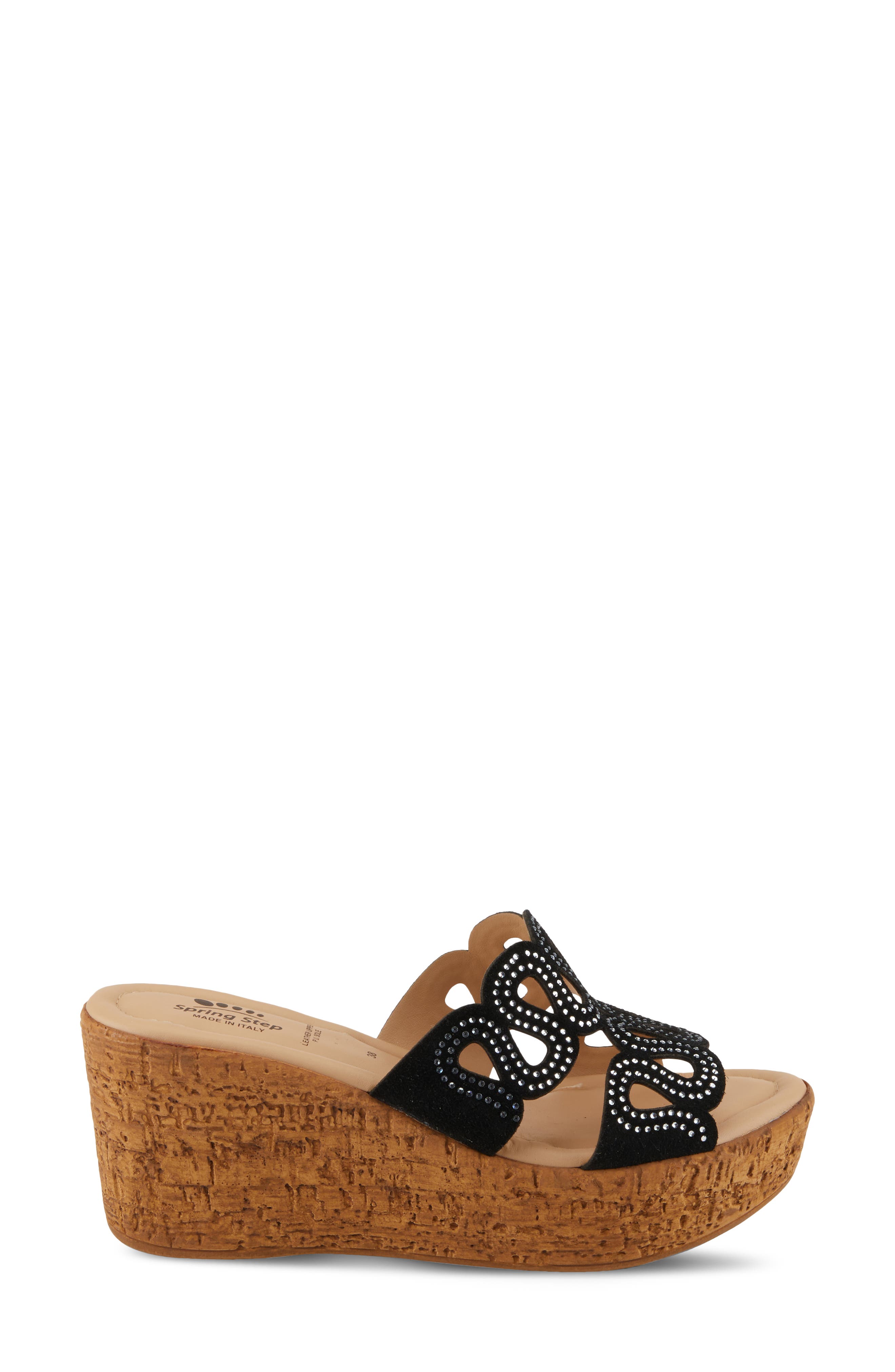 Steamy Crystal Embellished Wedge Sandal, Alternate, color, BLACK SUEDE