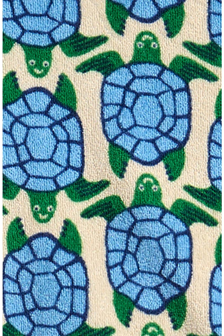 Turtle Print Cotton Blend French Terry Sweatshirt & Shorts Set, Alternate, color, BLUE GEO TURTLES