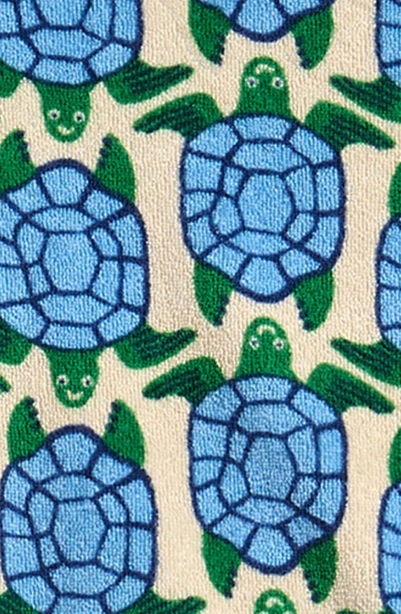 Mini Boden Turtle Print Cotton Blend French Terry Sweatshirt & Shorts Set, Alternate, color, Blue Geo Turtles