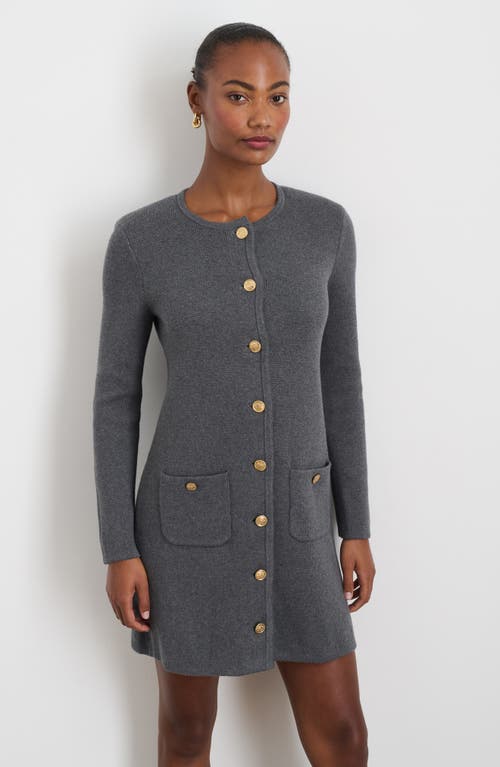 Shop Alex Mill Stella Long Sleeve Cotton & Cashmere Knit Minidress In Heather Grey
