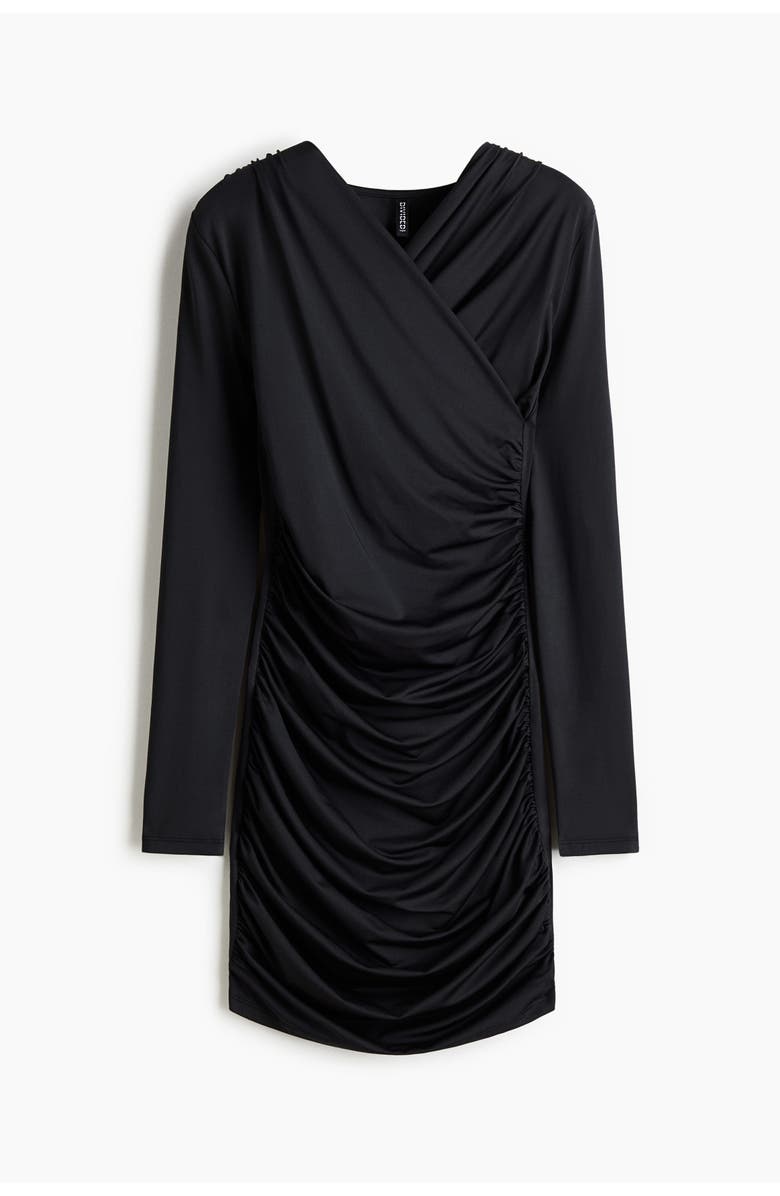 H&M Draped Jersey Dress, Main, color, Black