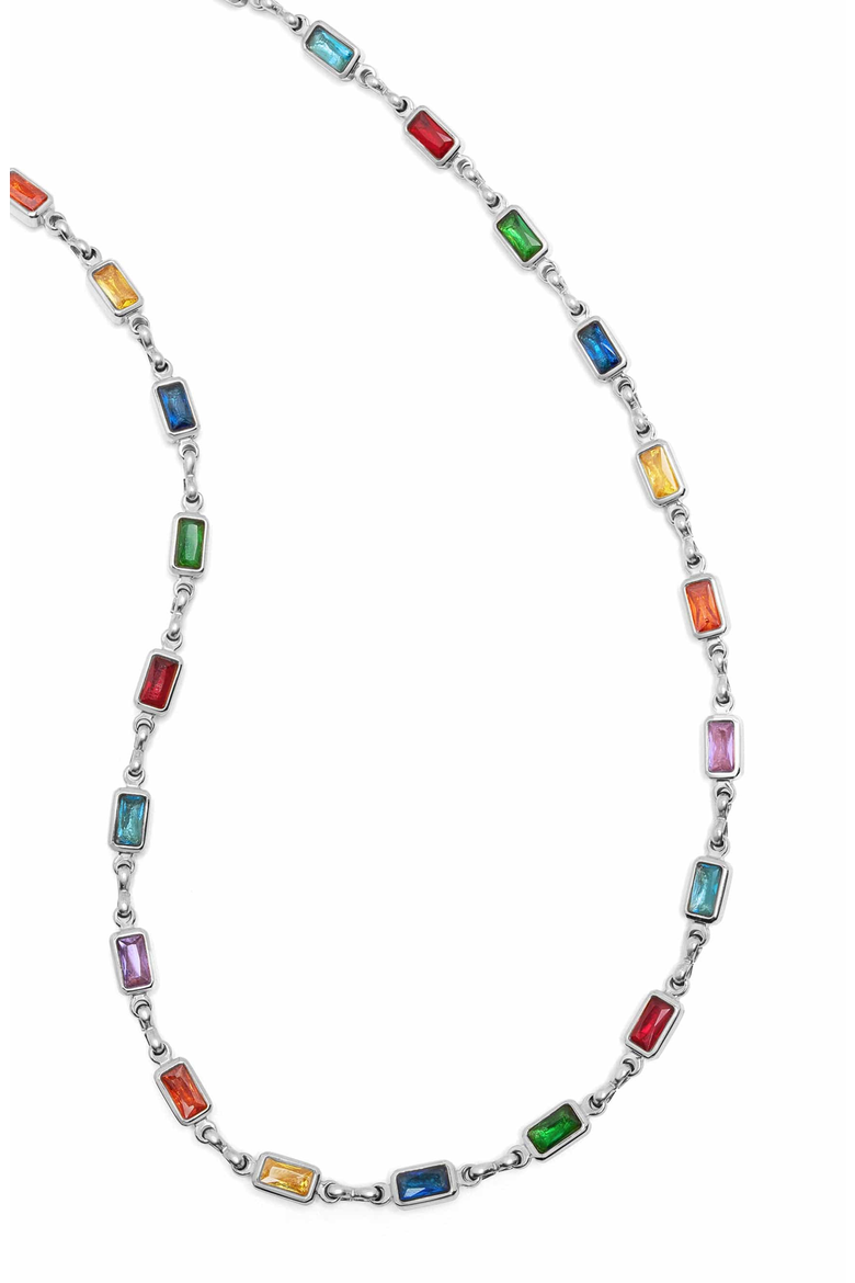 Rectangle Tennis Necklace, Main, color, Silver / Multi-Color
