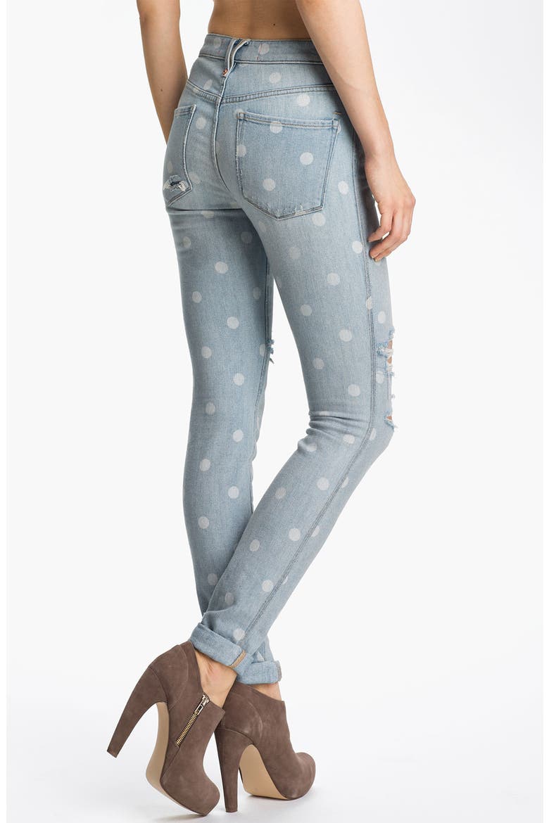 Distressed Print Skinny Jeans, Alternate, color, LILY DOT