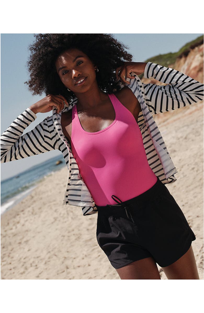 Lands' End Woven Packable 3" Dolphin Hem Swim Cover-up Shorts, Alternate, color, Black