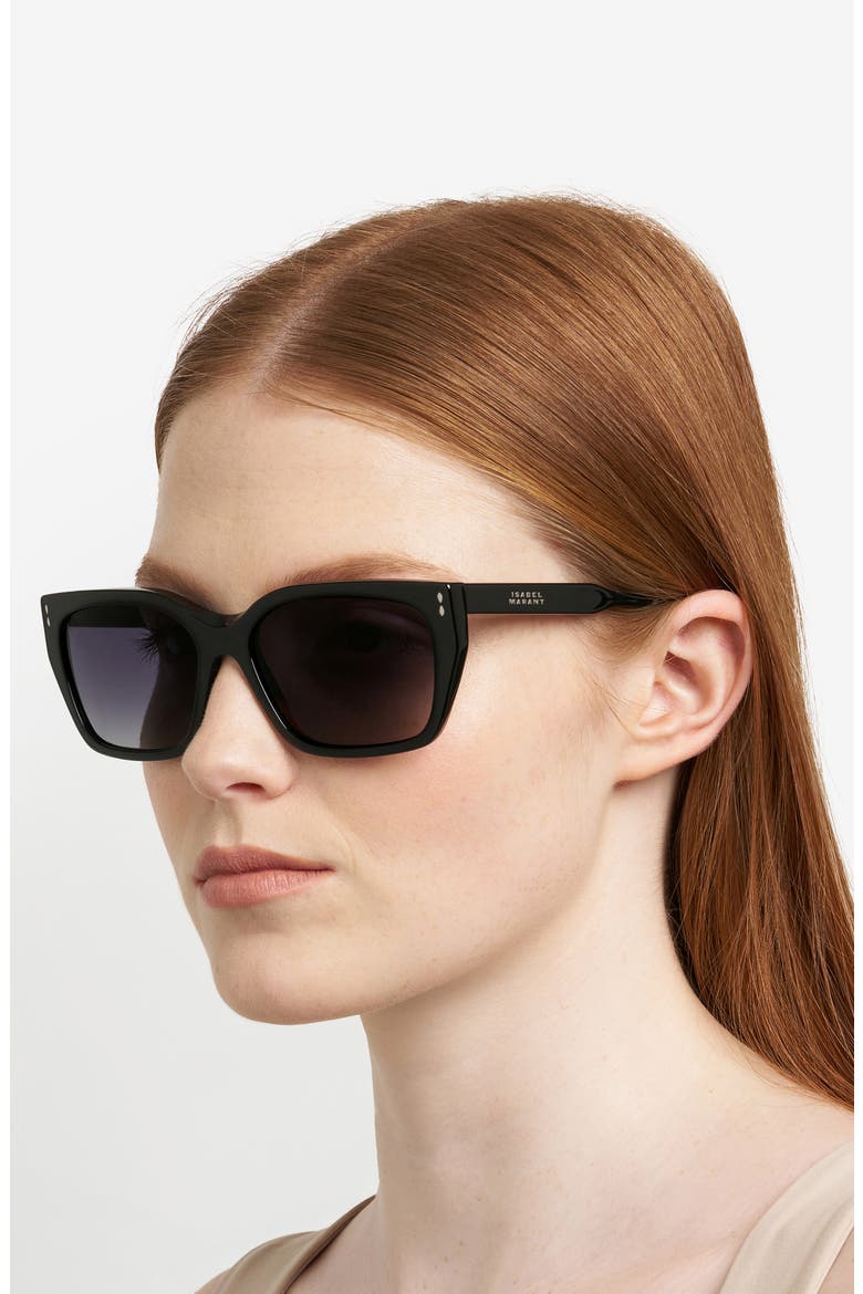 58mm Rectangular Sunglasses, Alternate, color, BLACK