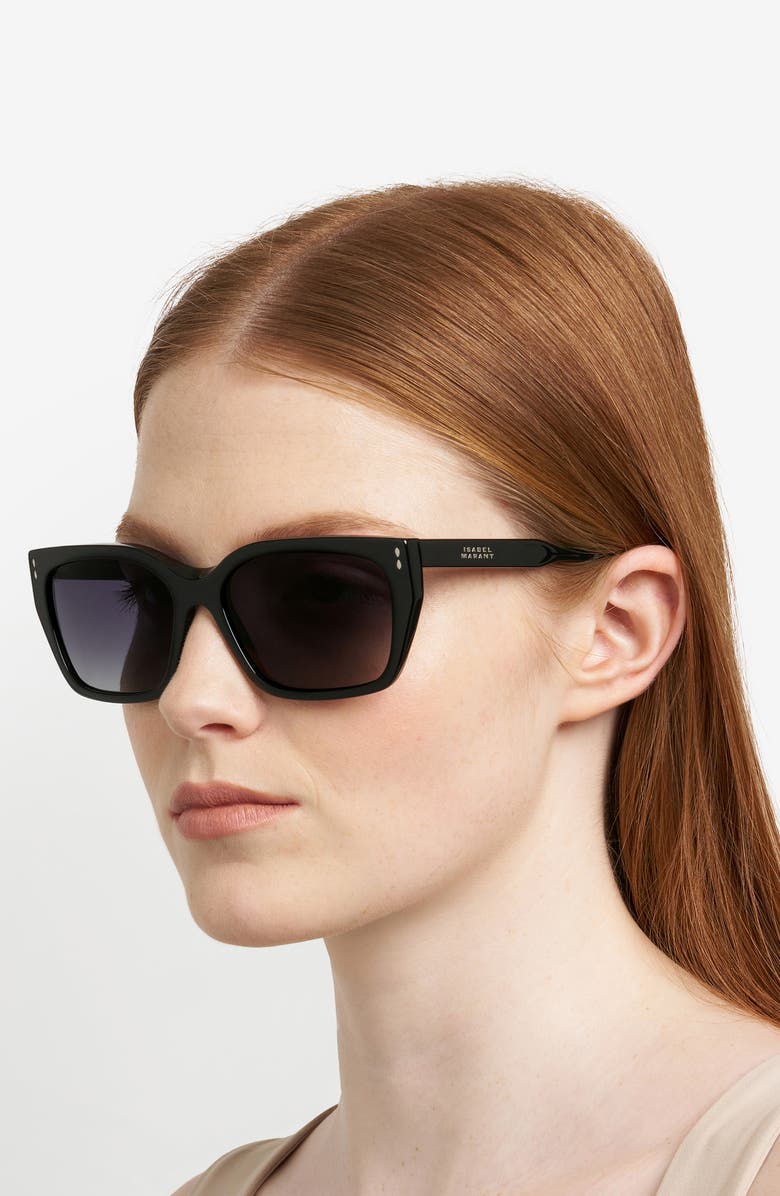 Isabel Marant 58mm Rectangular Sunglasses, Alternate, color, Black