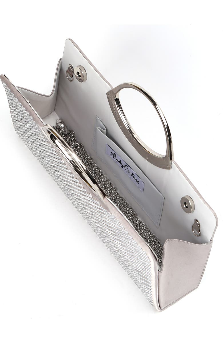 LADY COUTURE Tango Rhinestone Satin Clutch, Alternate, color, Silver