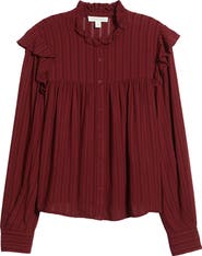 Treasure 
Bond Ruffle Button-Up Shirt