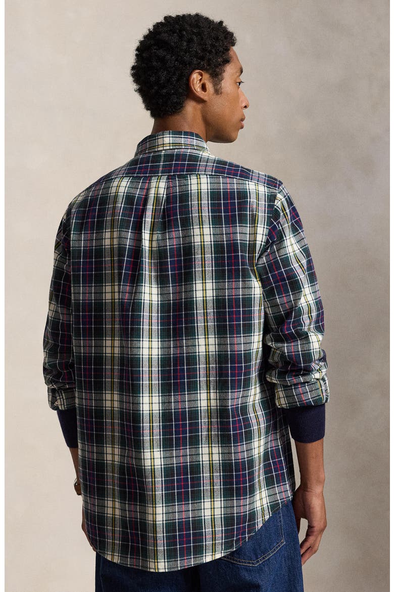 Plaid Brushed Oxford Button Down Shirt, Alternate, color, NAVY/ GRN