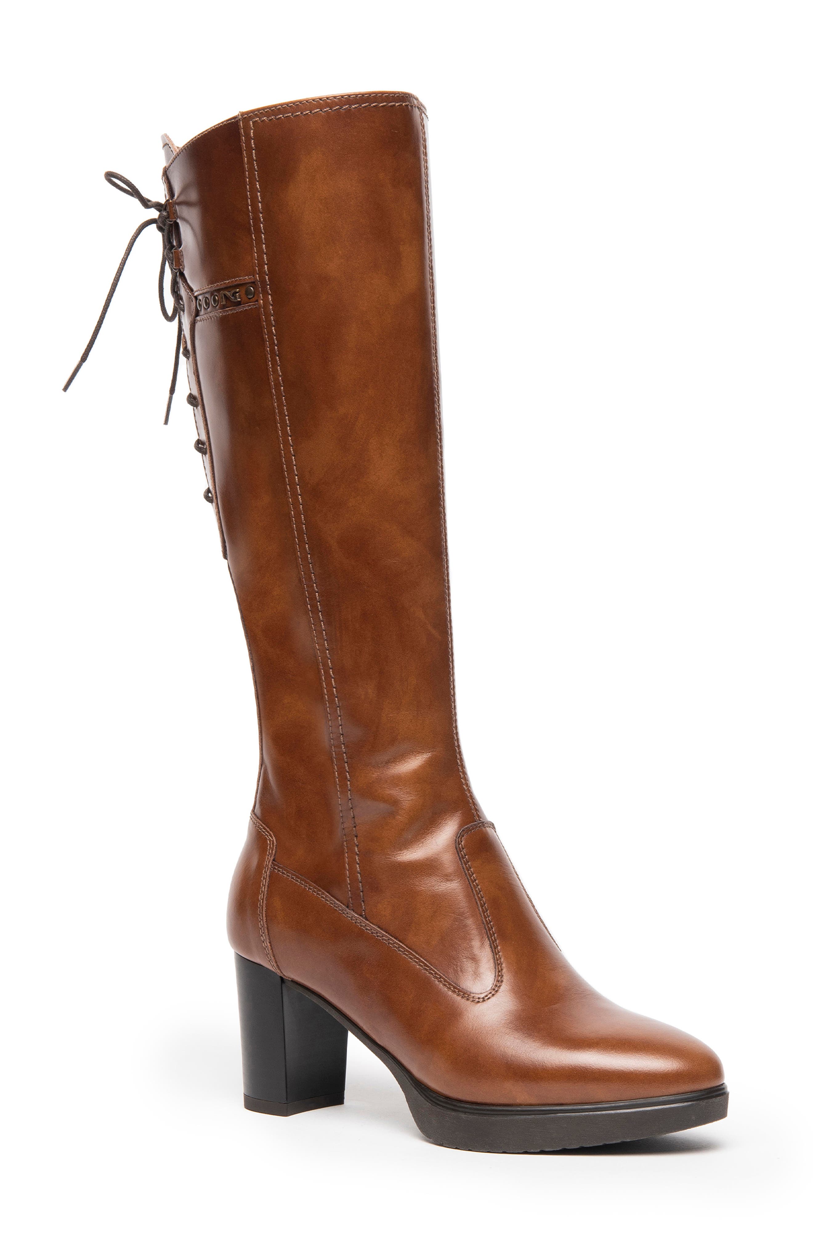 NeroGiardini Corset Platform Boot, Main, color, Cognac