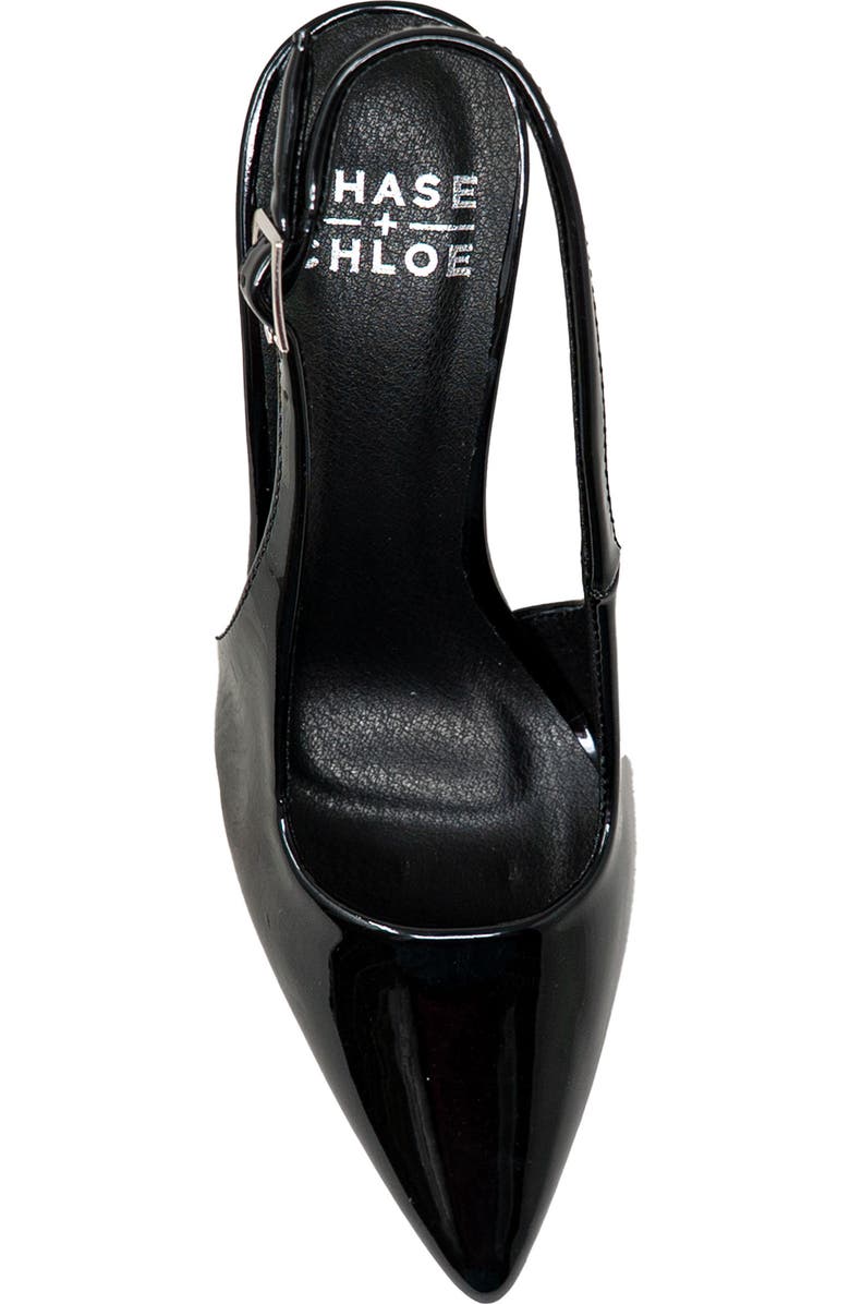 CHASE AND CHLOE Pointed Toe Slingback Pump, Alternate, color, Black Patent