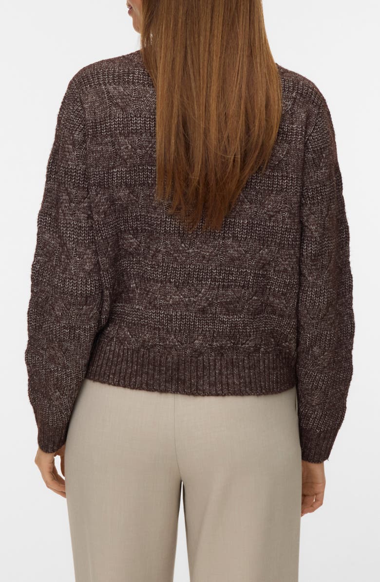 VERO MODA Virgo Cable Stripe Mock Neck Sweater, Alternate, color, Chocolate Torte