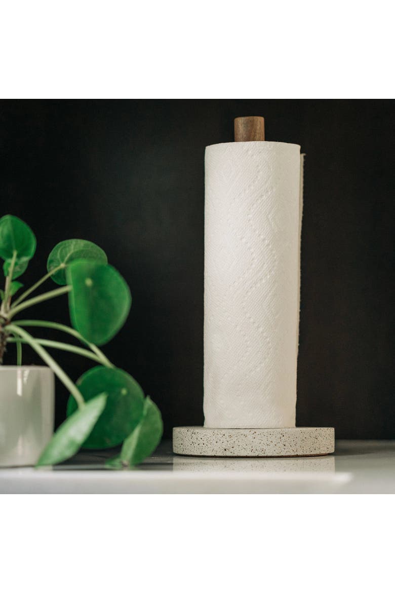 Paper Towel Holder, Alternate, color, White Terrazzo / Walnut
