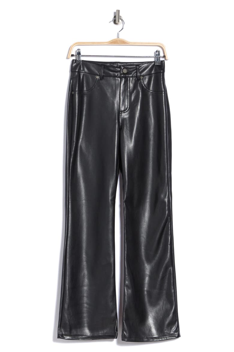 Faux Leather Flare Leg Pants, Main, color, BLACK