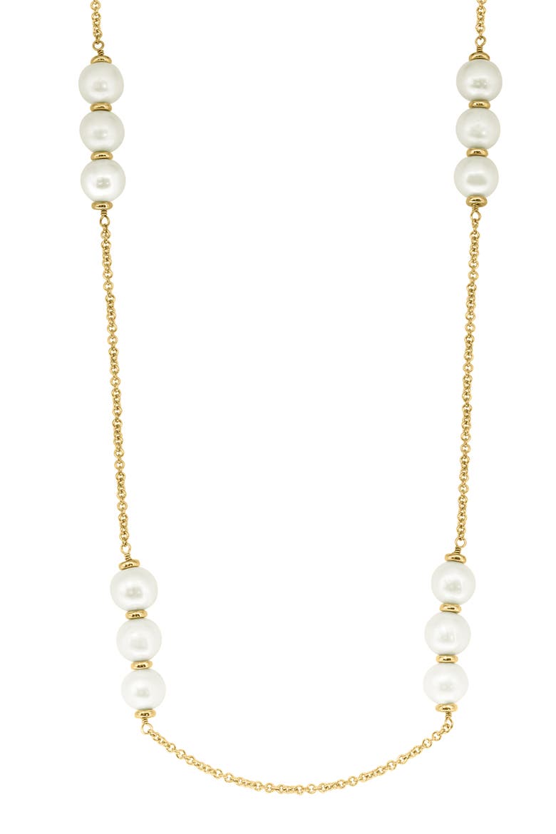 Freshwater Pearl Station Necklace, Main, color, WHITE