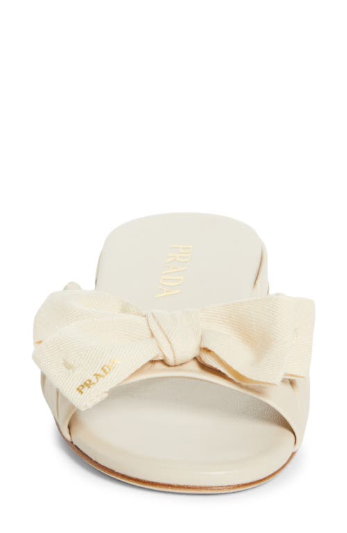 Prada Bow Slide Sandal In Neutral