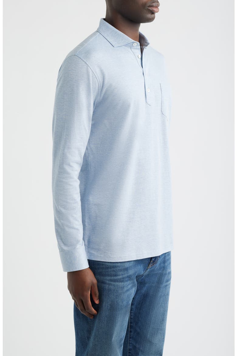 Landon Crown Crafted Long Sleeve Polo, Alternate, color, BLUE FROST