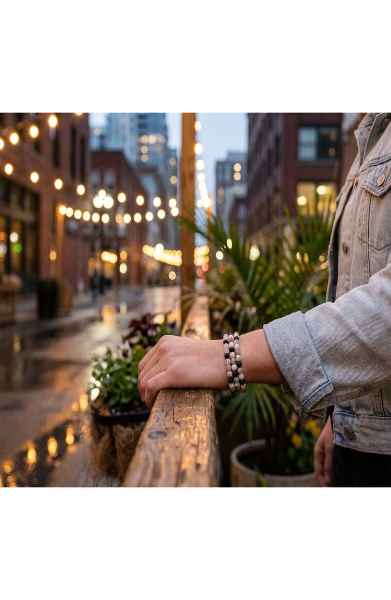 BLING JEWELRY Set of 3 Beaded Stretch Bracelet, Alternate, color, Grey