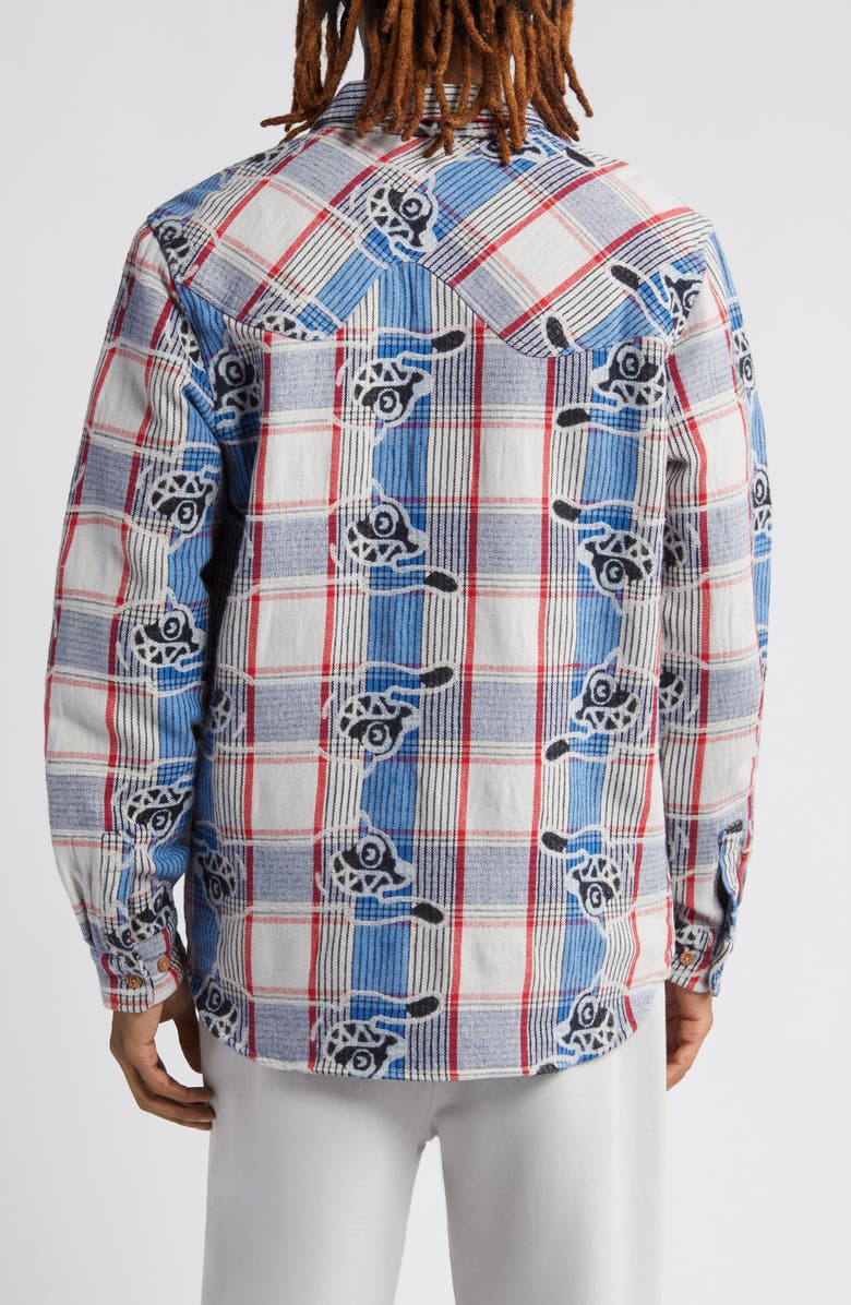 ICECREAM Harry Running Dog Plaid Flannel Button-Up Shirt, Alternate, color,