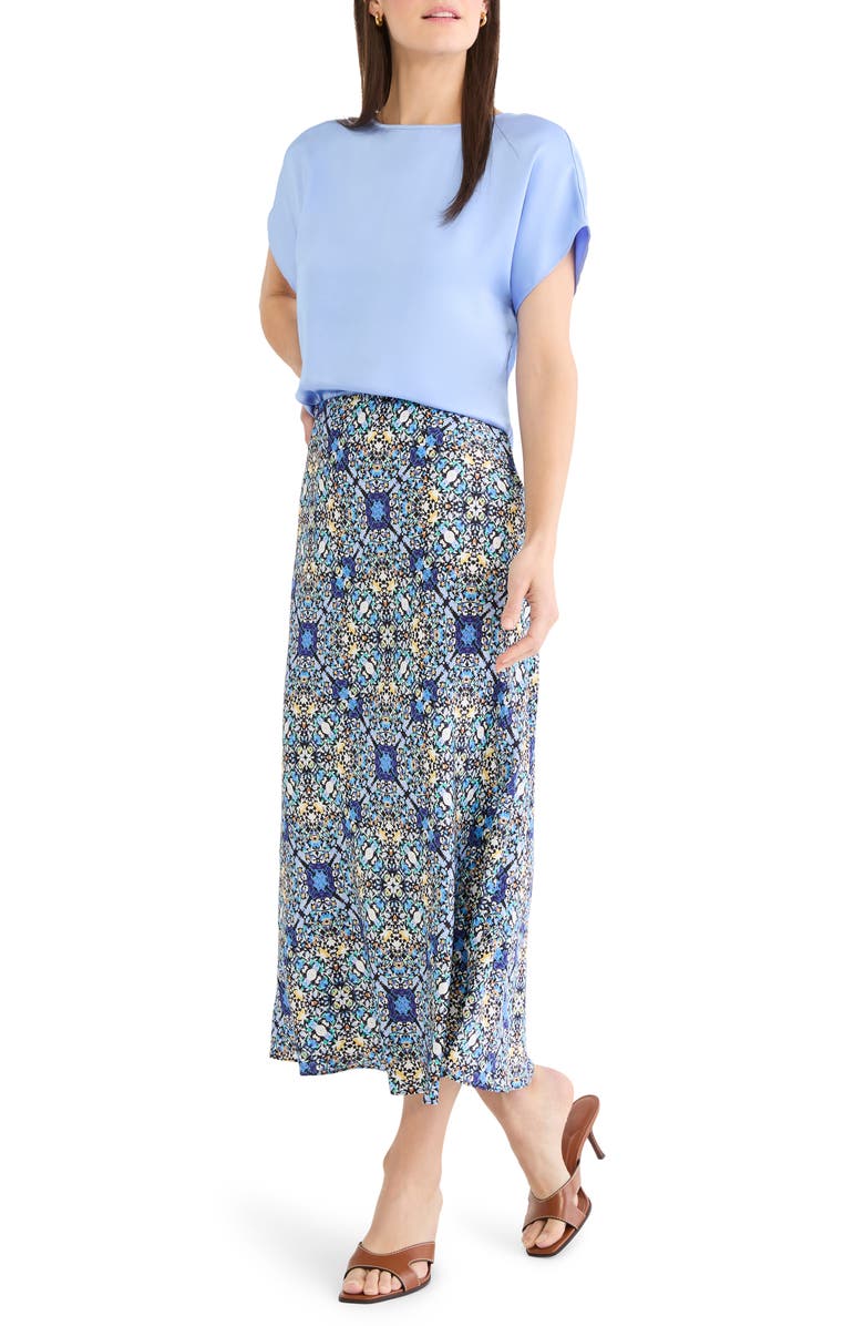 NIC+ZOE Filigree Tile Slip Skirt, Alternate, color, Blue Multi