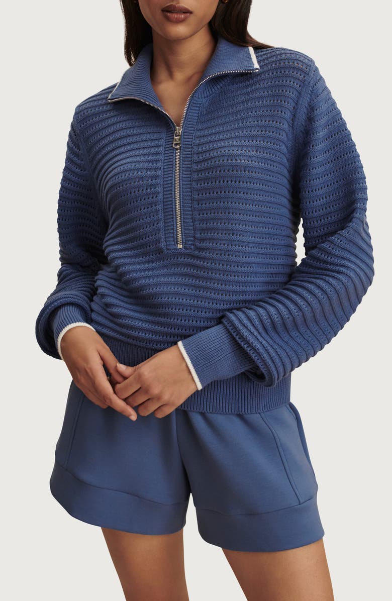 Varley Morwenna Half Zip Knit Sweatshirt, Main, color, Bijou Blue