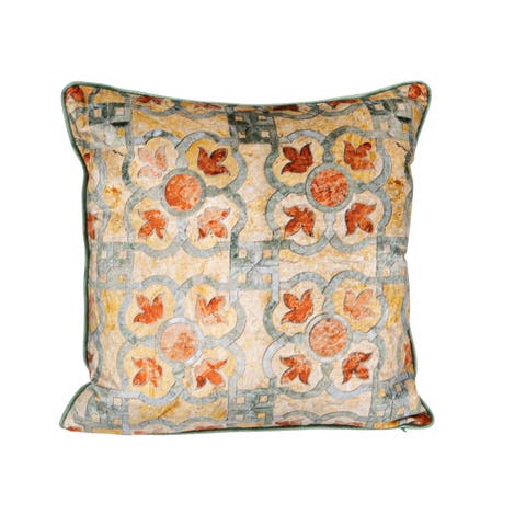 Cotton Blend Velvet Printed Pillow with Pattern and Piping, Multicolor