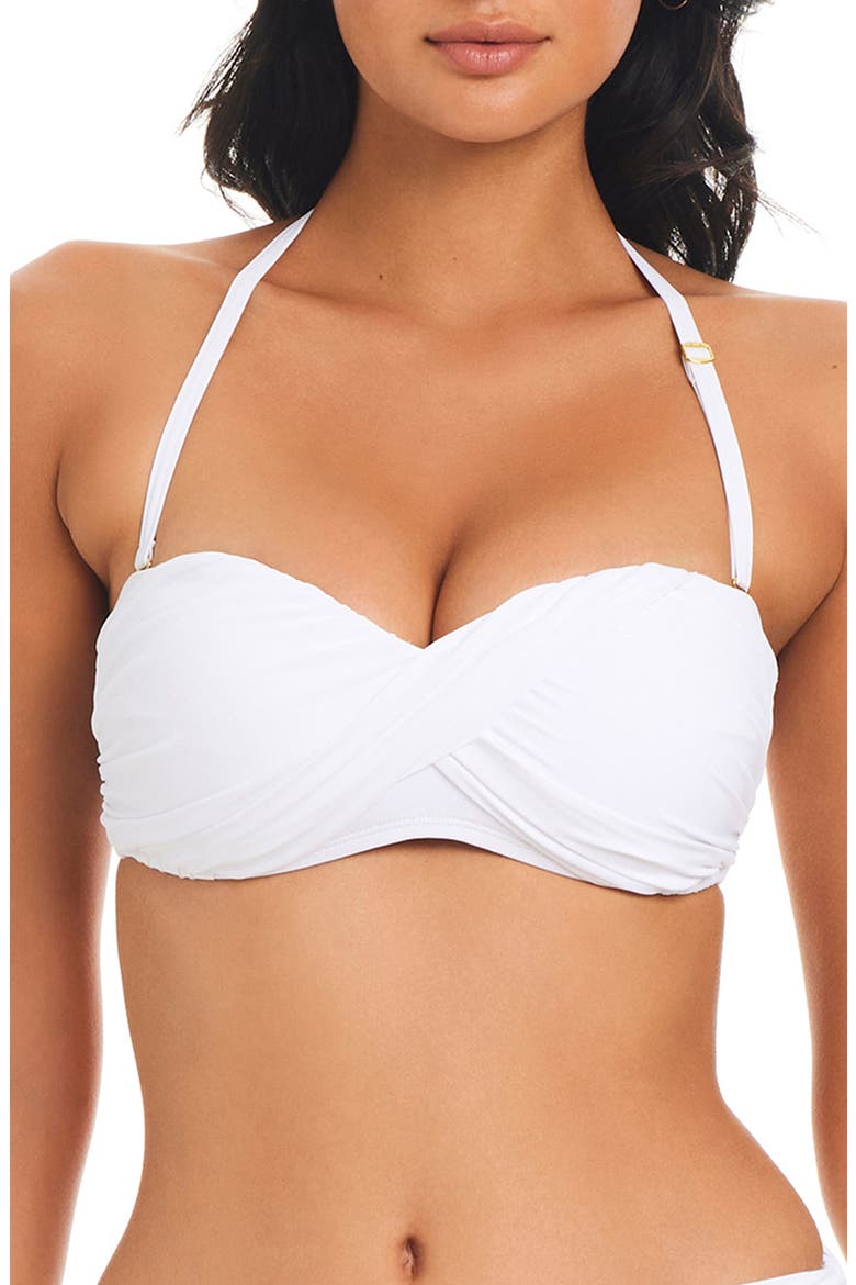 Kore Twist Convertible Bandeau Bikini Top, Main, color, WHITE