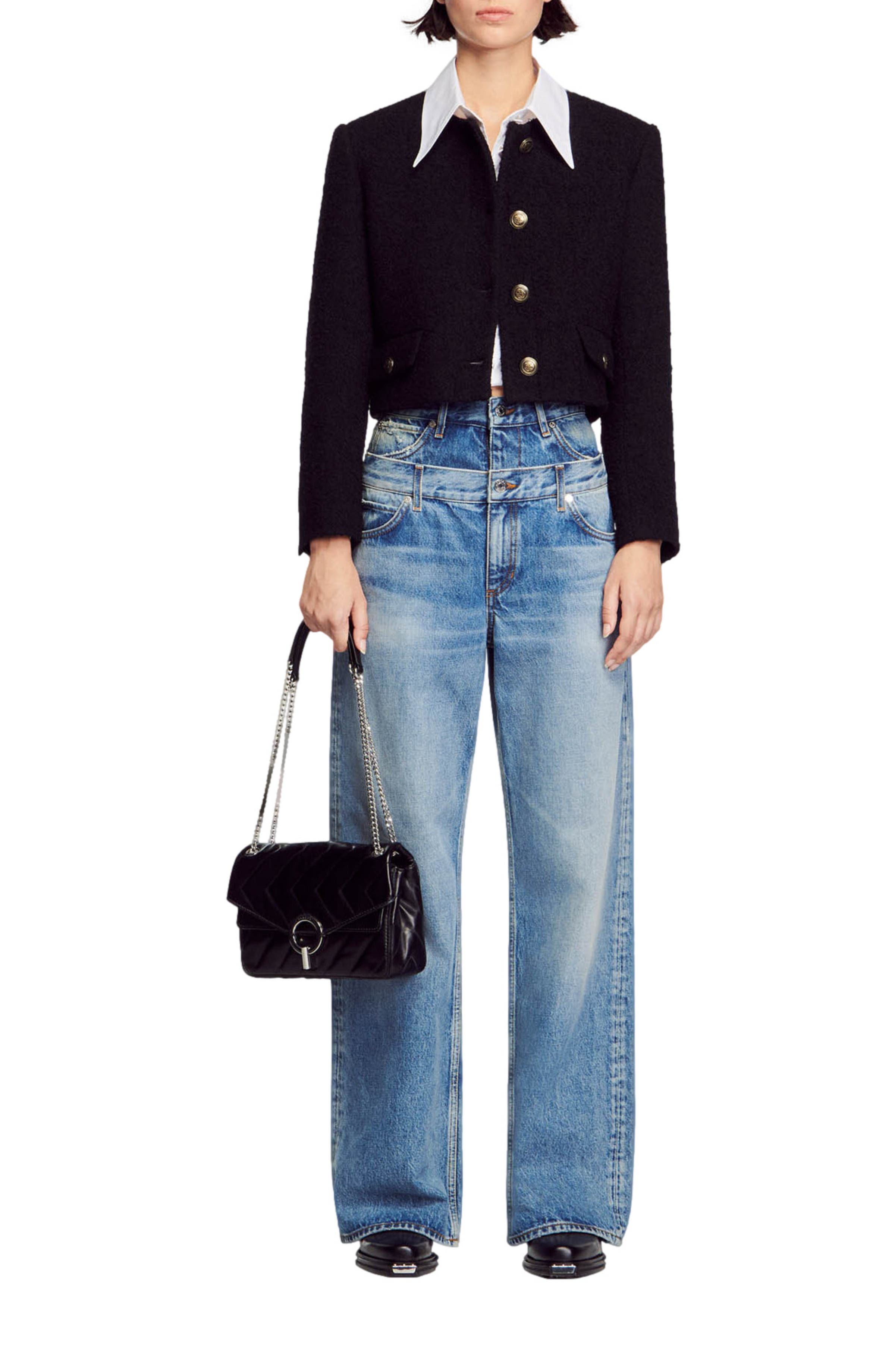 SANDRO Yza bag in certified leather, Alternate, color, 