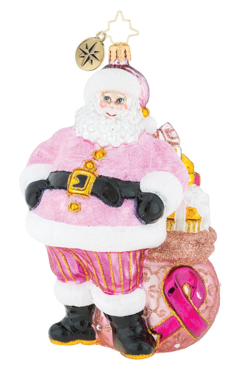 Christopher Radko Pretty in Pink Breast Cancer Awareness Ornament, Main, color,